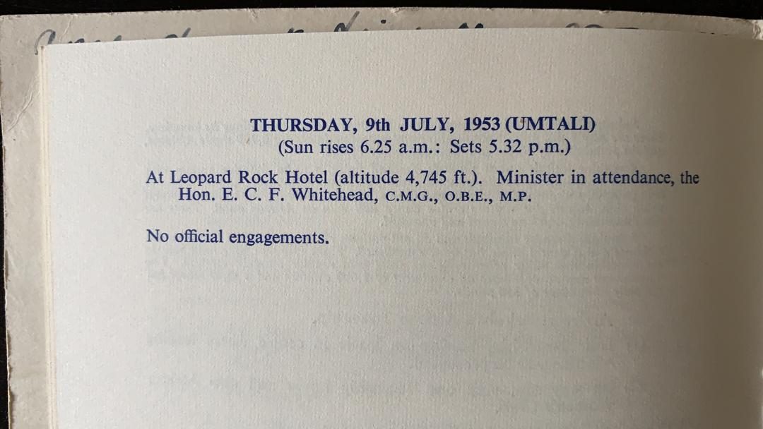 The official programme page for Thursday 9 July 1953